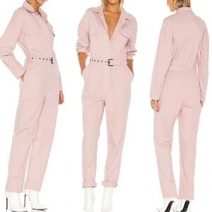 Pistola "Celia" Jumpsuit Pink Cotton Belted Oversized Utility One-Piece Small